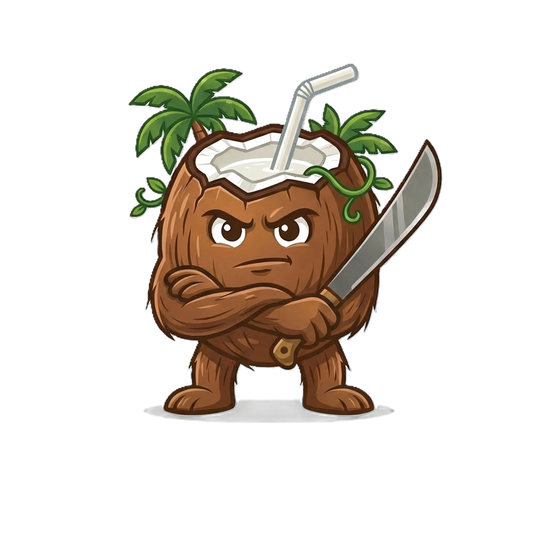 Coco fruit character, the tough one of Las Tropicales, Del Conuco Dominican character apparel.