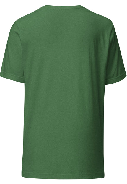 Forest green t-shirt with Beyond Platano Power bold white all-caps stacked text design across chest