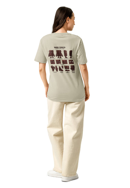 Dark Choco dark chocolate character illustration on garment-dyed vintage t-shirt from Del Conuco