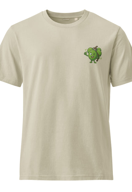  Limoncillo quenepa character illustration on garment-dyed vintage t-shirt from Del Conuco