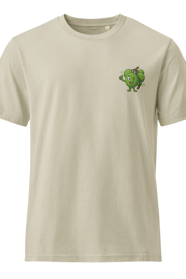  Limoncillo quenepa character illustration on garment-dyed vintage t-shirt from Del Conuco