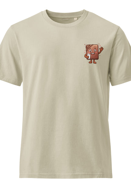 Milk Choco milk chocolate character illustration on garment-dyed vintage t-shirt from Del Conuco