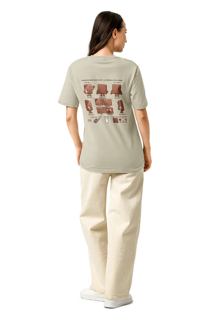 Milk Choco milk chocolate character illustration on garment-dyed vintage t-shirt from Del Conuco